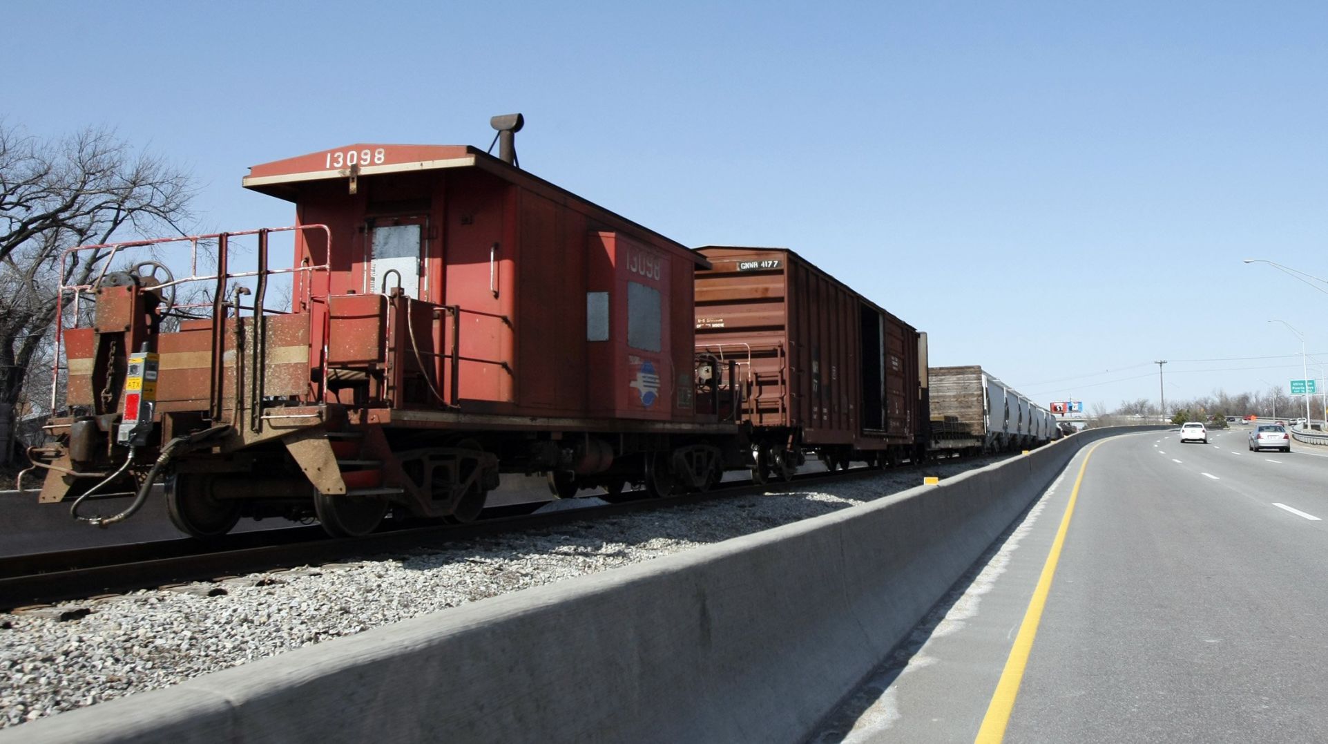Train with Broken Arrow Expressway